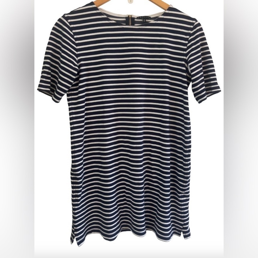 Theory Dhuri Moltana nvy & wht Strp drss WM M nautical preppy coastal - Picture 3 of 12
